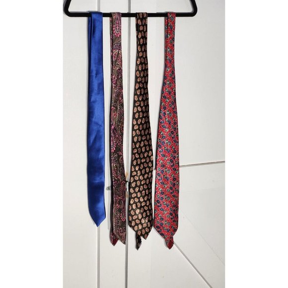 BUNDLE OF 4 MEN TIES MULTICOLOR SILK/POLYESTER - Picture 1 of 5